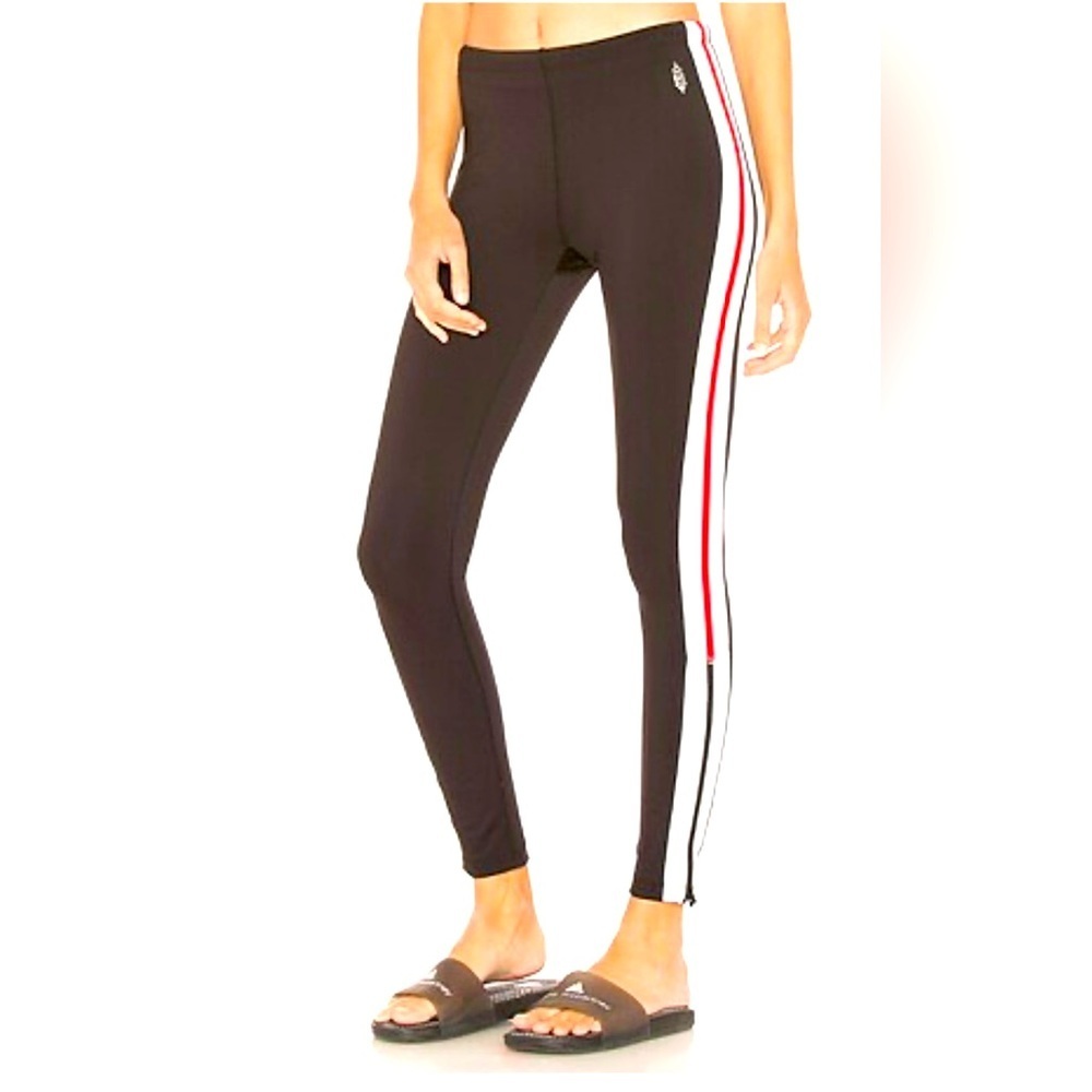 FREE PEOPLE Movement Dales Red & White Stripes Track Leggings Black Size : Small